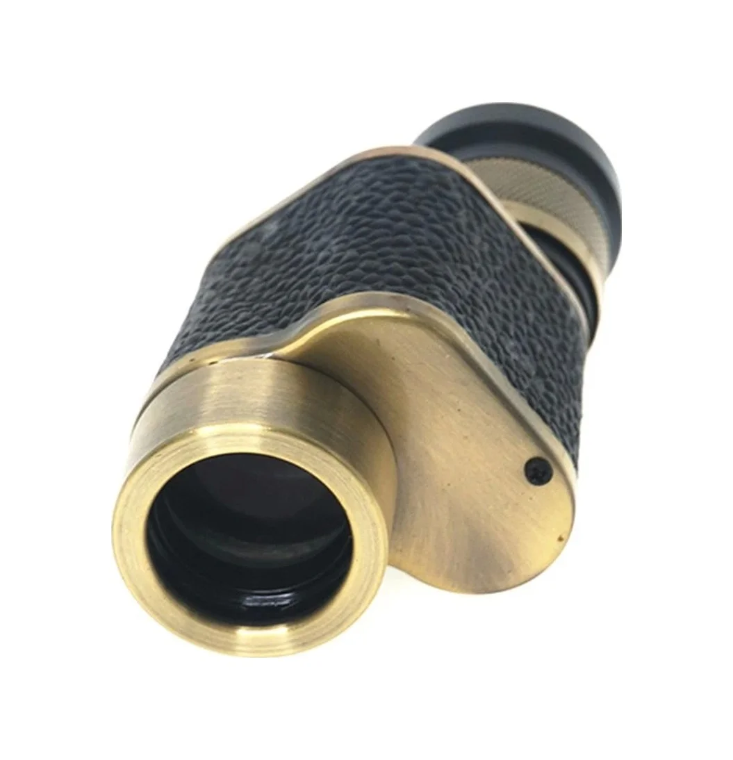 6x24 Baigish Askeri Tarzi Pirinç Ve Deri Kaplamalı Deri Çantalı Monocular Dürbün Sarı Çok Renkli