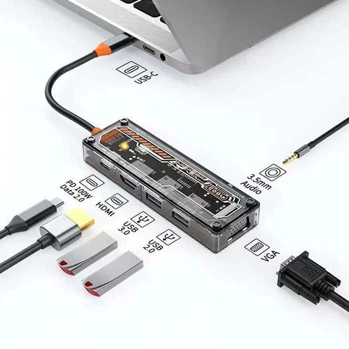 6'ya 1 Type-C Kumara Hub 4K HD HDMI VGA 100W PD3.0 USB3.0
