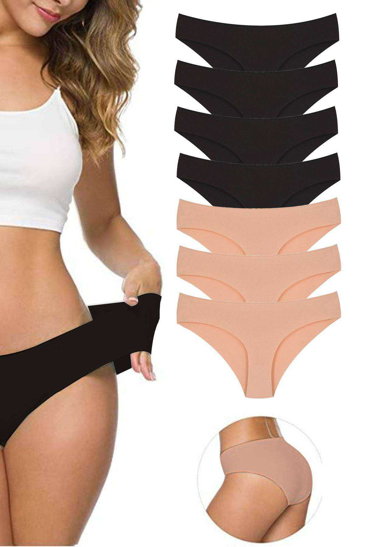 Just Cheap Store 7 Adet Kadın Dikişsiz Lazer Kesim Esnek İz Yapmayan Külot S2