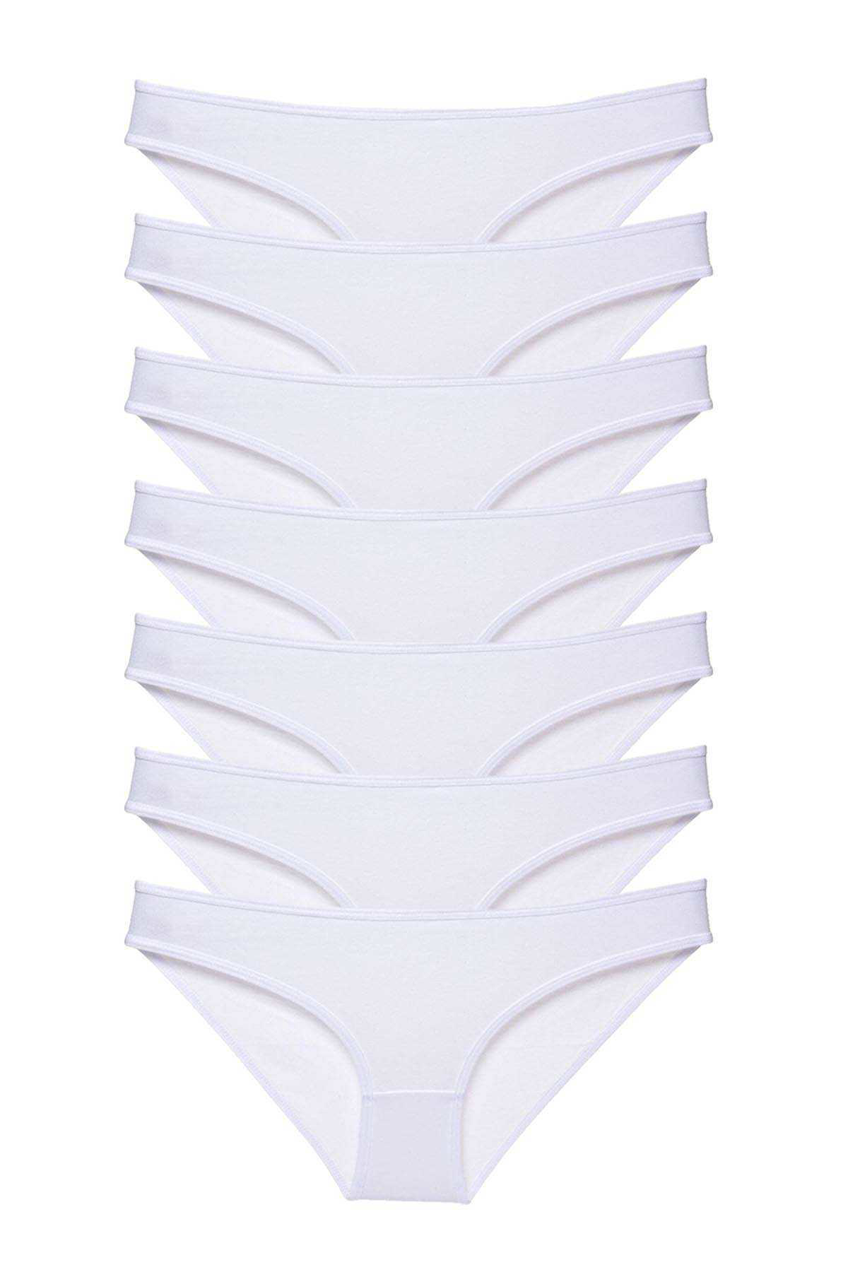 Just Cheap Store 7 Adet Süper Eko Set Likrali Kadin Slip Külot Beyaz