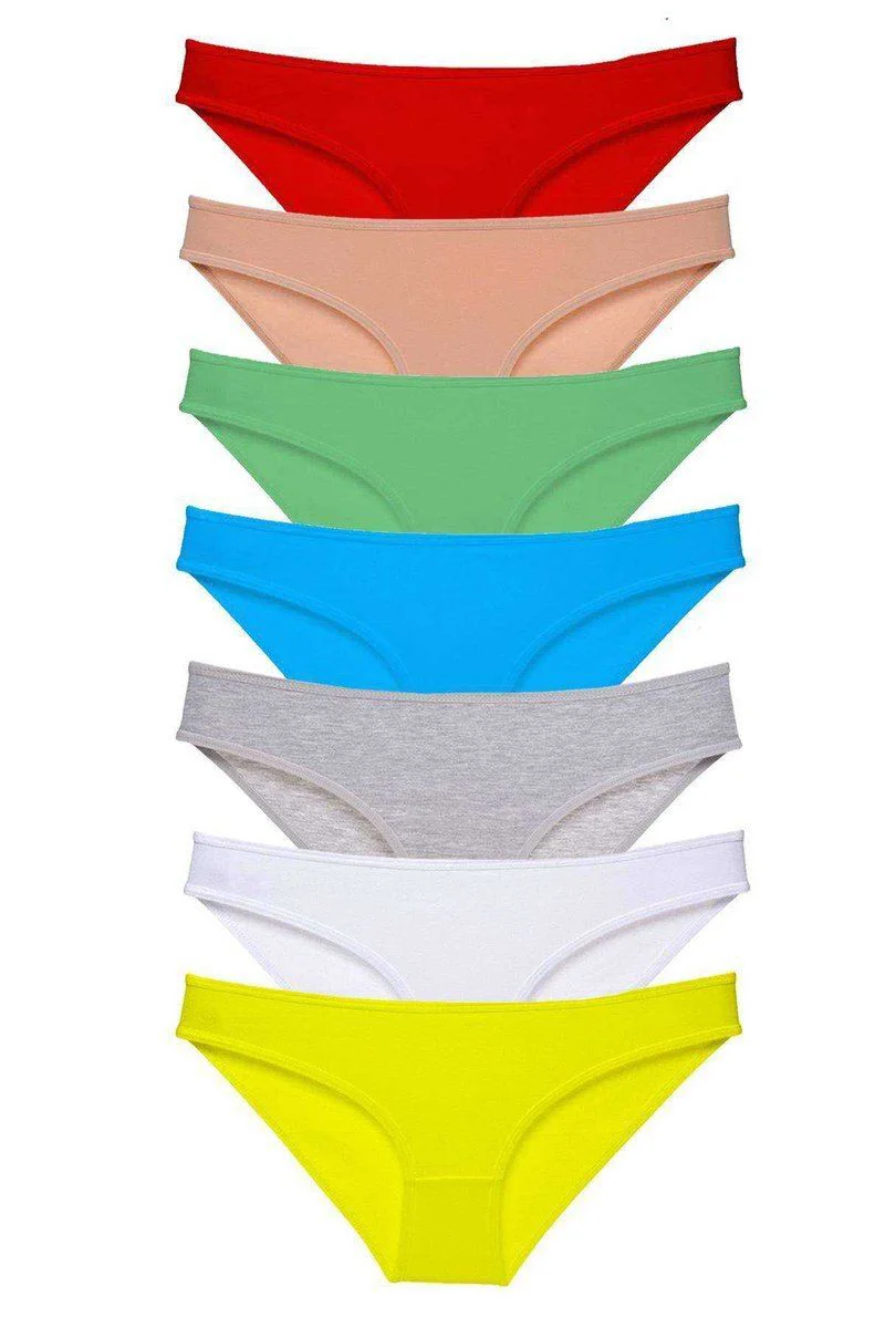 7 Adet Süper Eko Set Likralı Kadın Slip Külot - Pamuklu Rahat Külot Seti