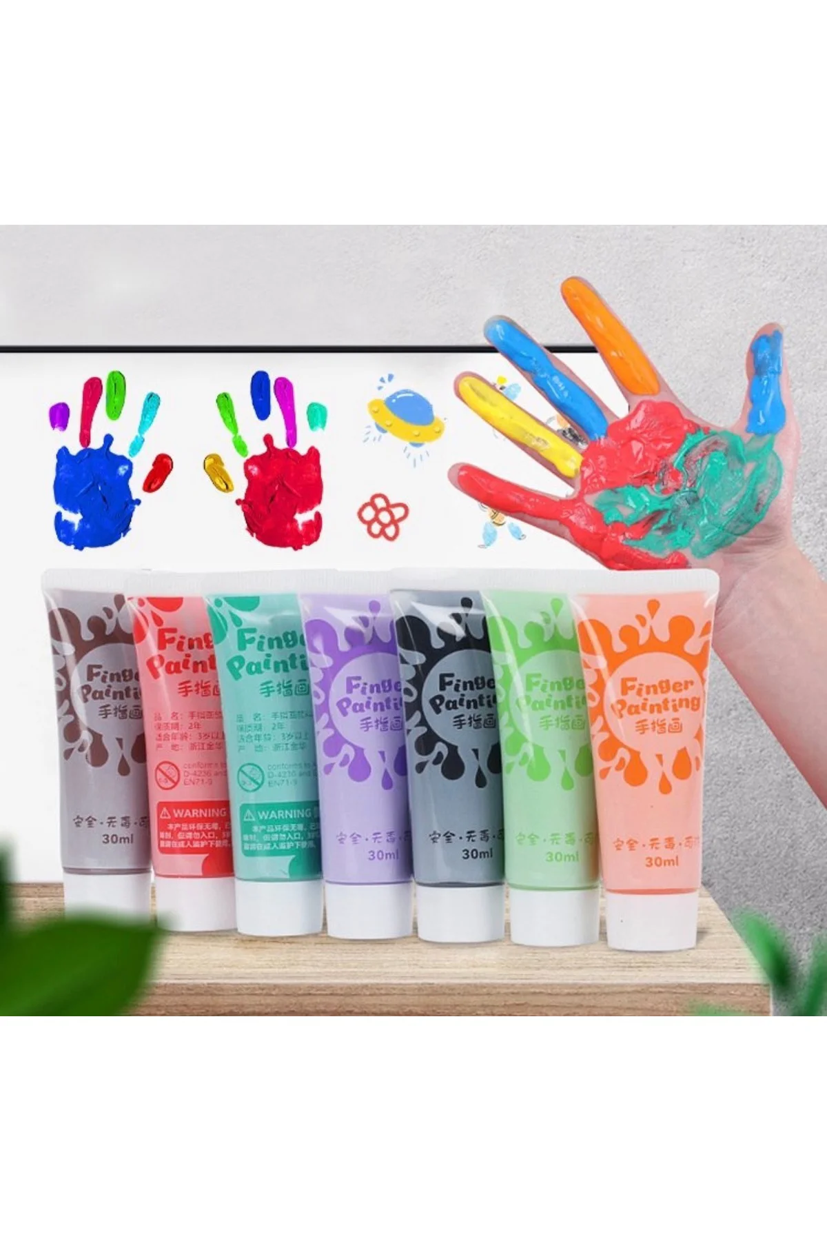 7 adet Yıkanabilir Parmak Boyası