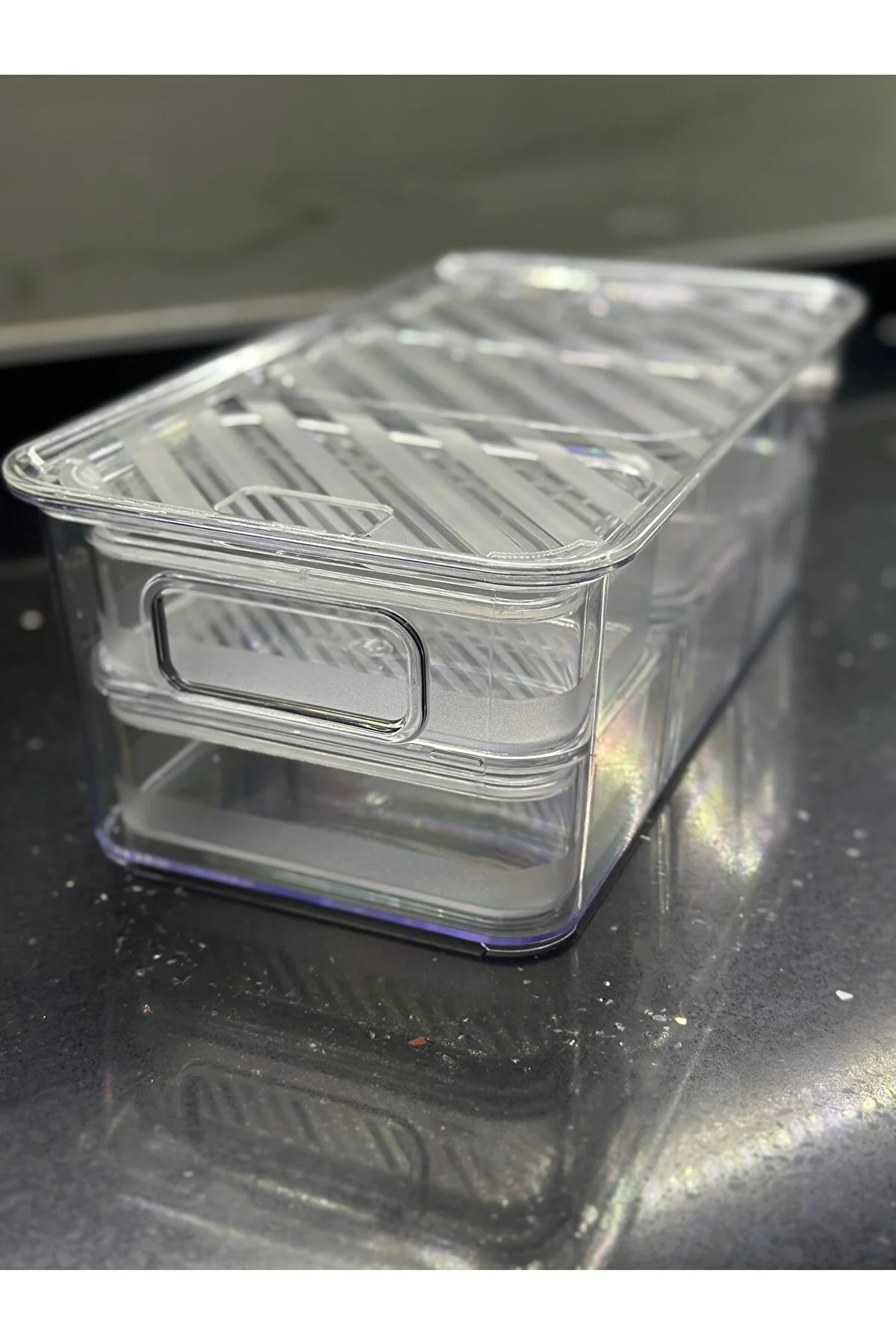 7 Bölmeli Akrilik Vakumlu Kapaklı Kutulu Saklama Kabı Seti Kahval