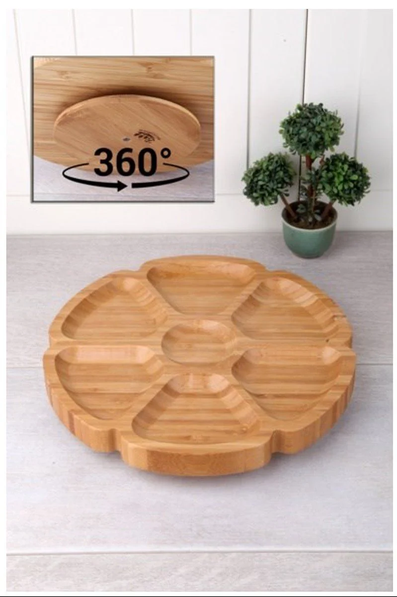 7 Bölmeli Dönerli Bambu Sunum Tepsisi - 25cm Rotating Serving Tray Fiyatı, Yorumları ve Özellikleri