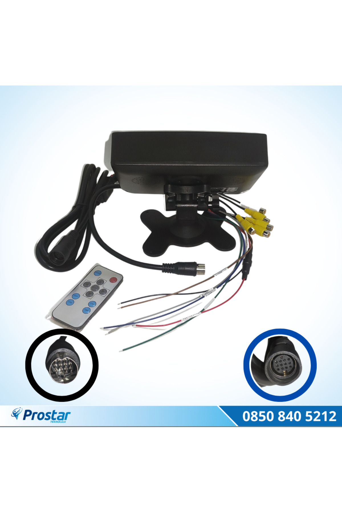 Navistar 7" Dörde Bölünür Araç Monitörü 13 Pin Çıkışlı 4 Kamera Girişli Ek