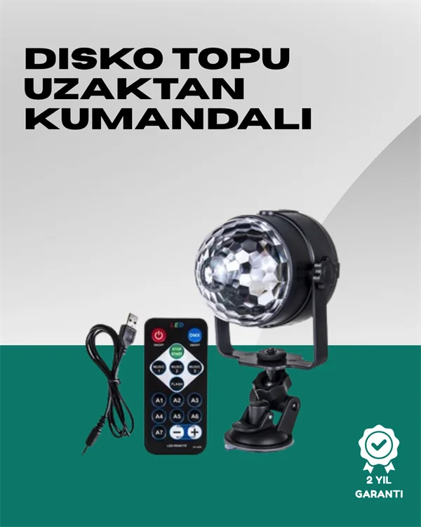 7 Farklı Aydınlatma Modu ve Ses Sensörlü Disko Topu Lambası