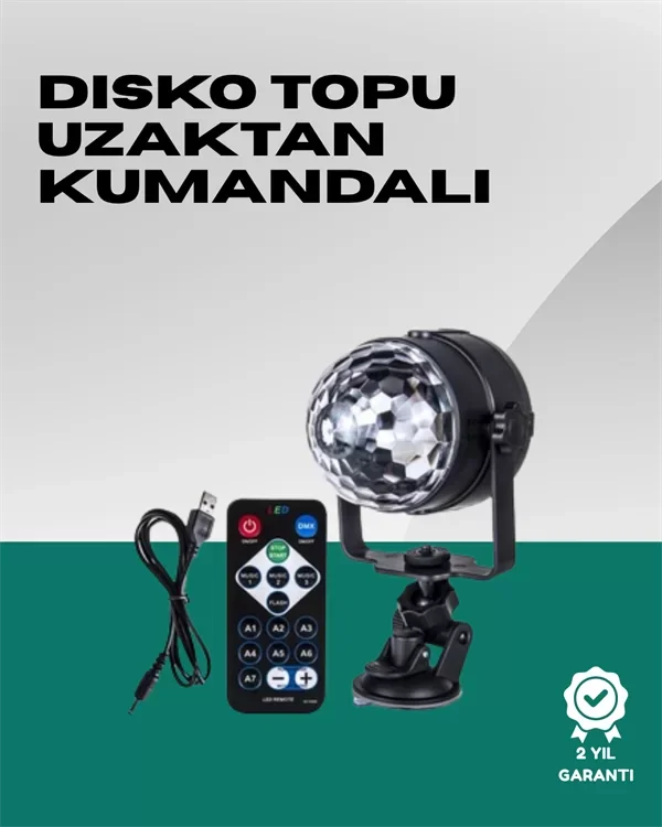 7 Farklı Aydınlatma Modu ve Ses Sensörlü Disko Topu Lambası - Lisinya