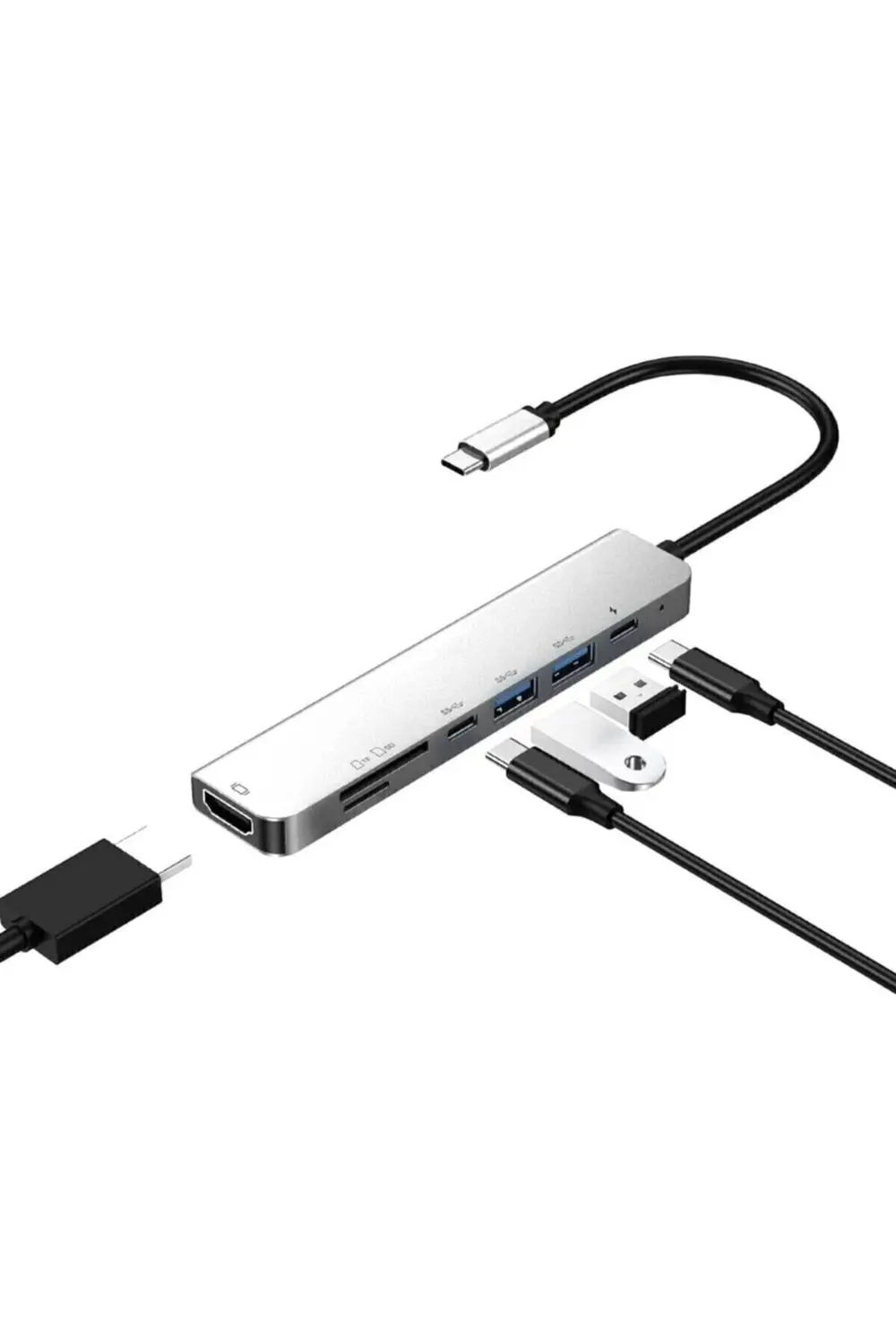 7 Girişli Çevirici Type C Den Usb 3 Hdmı Hdtv Tf Sd Okuyucu Huawe