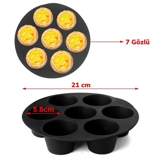 7 Gözlü Silikon Çok Amaçlı Airfryer Muffin Cupcake Kek ve Çörek Pişirme Kalıbı Fiyatı, Yorumları ve Özellikleri