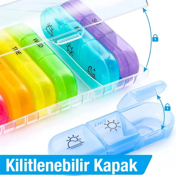 7 Günlük Haftalık Hap İlaç Vitamin Saklama Kutusu Organizatörü - Taşınabilir & BPA Free