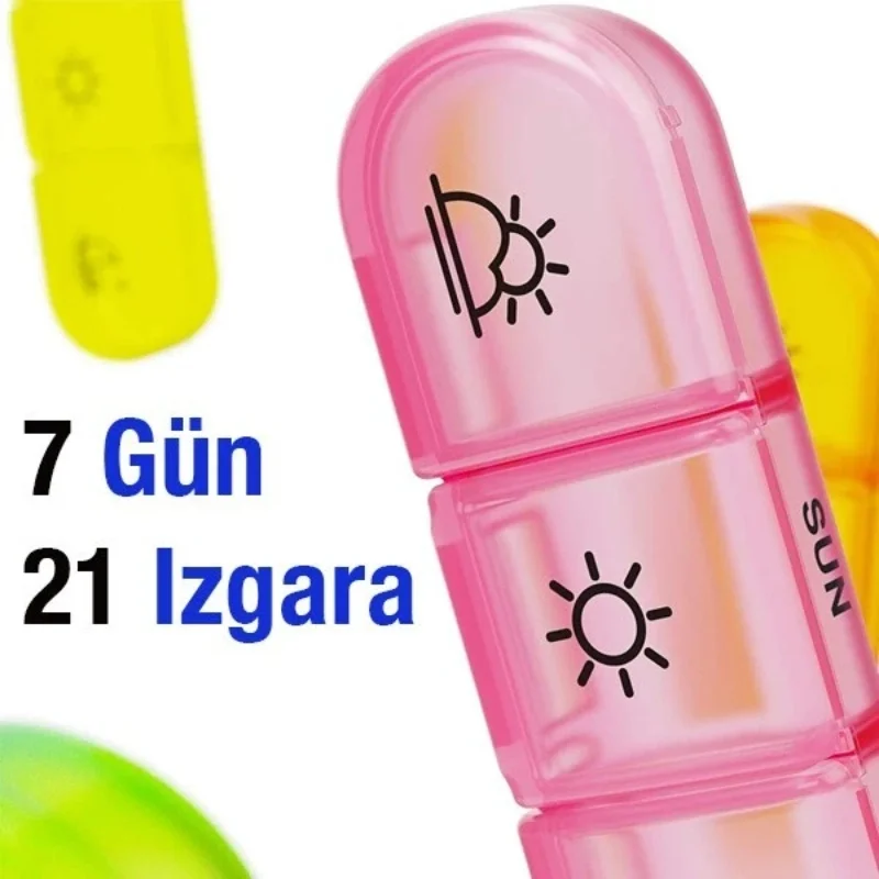 7 Günlük İlaç Kutusu - Sabah Öğlen Akşam 3 Bölmeli - Taşınabilir Tasarım