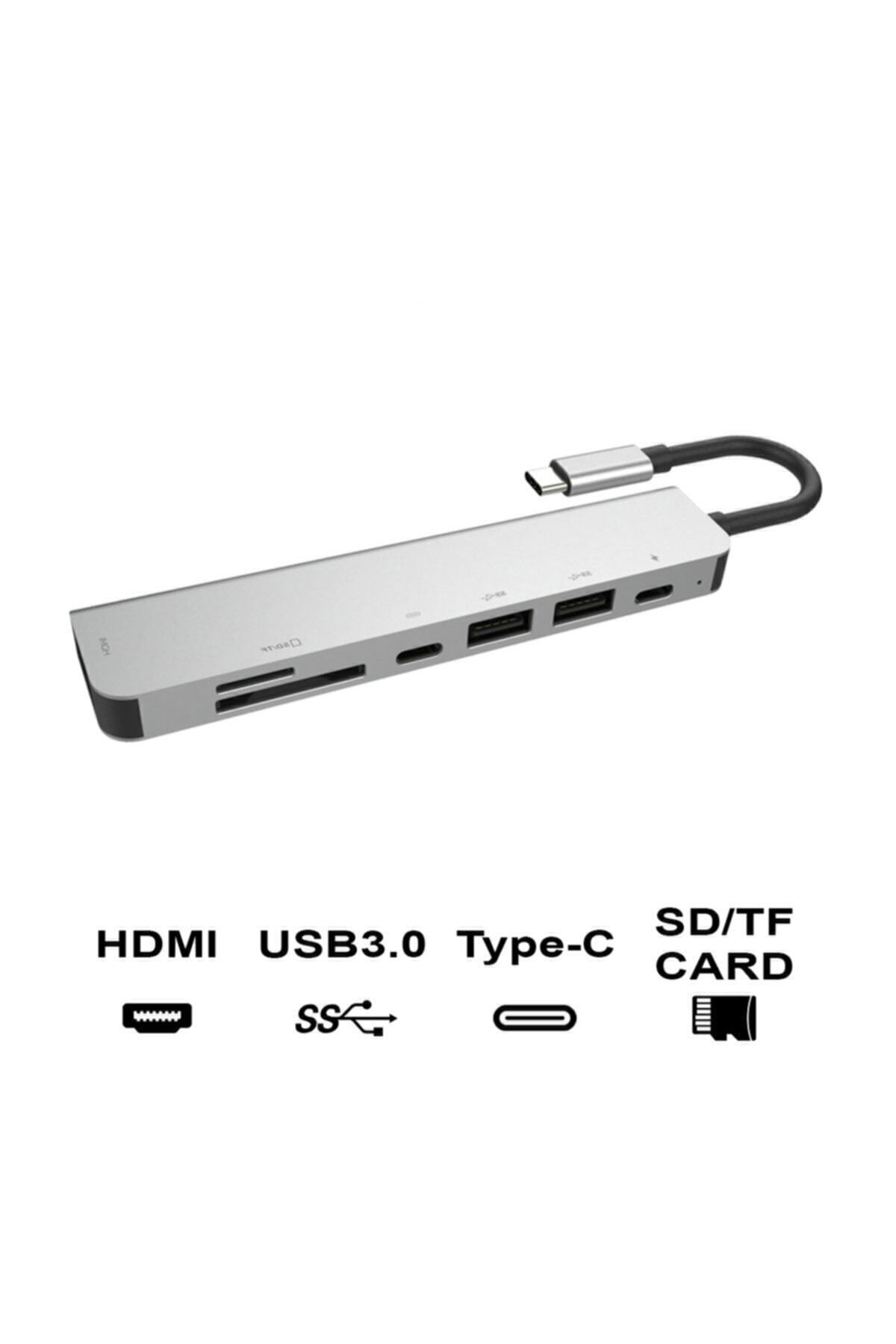 7 In 1 Sd Usb Type-c Hub Hdmı Girişli Macbook Çevirici Çoklayıcı