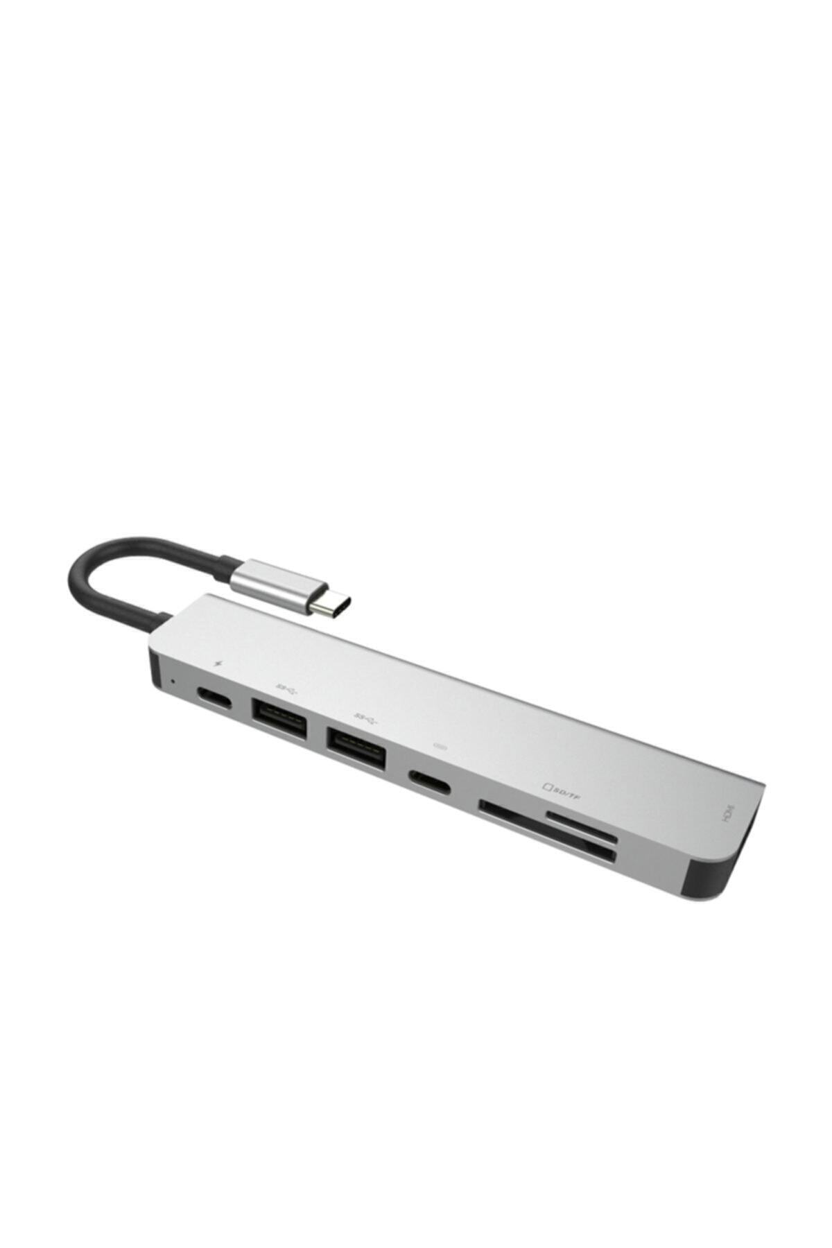 7 In 1 Sd Usb Type-c Hub Hdmı Girişli Macbook Çevirici Çoklayıcı