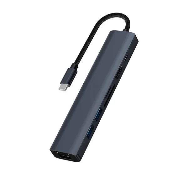 7-in-1 Type-C Çoklayıcı - HDMI Ethernet USB ÇoBirim Adaptör
