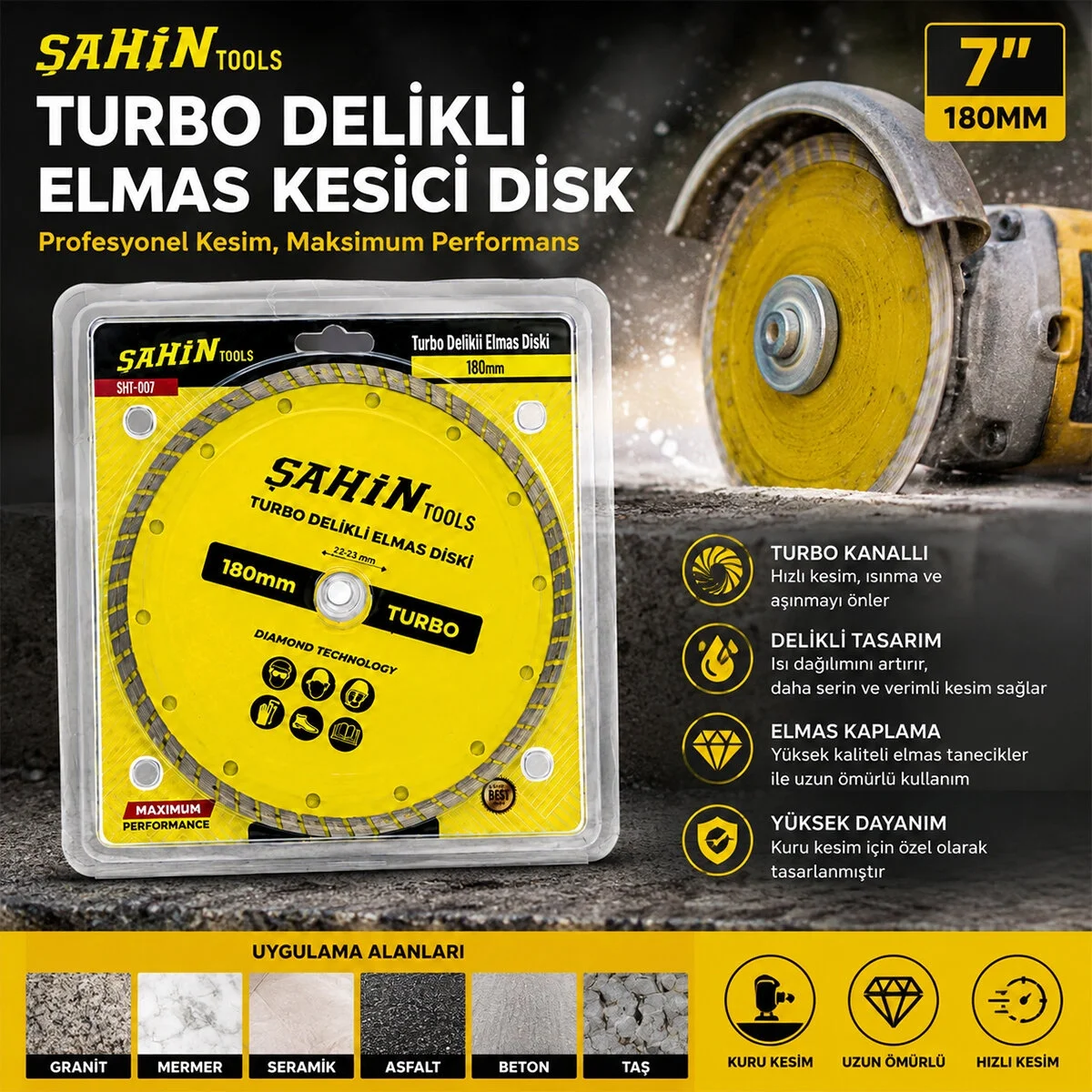 7 İnç  - 180mm Mermer Kesici Disk  Ty-157 Bx40 Fiyatı, Yorumları ve Özellikleri