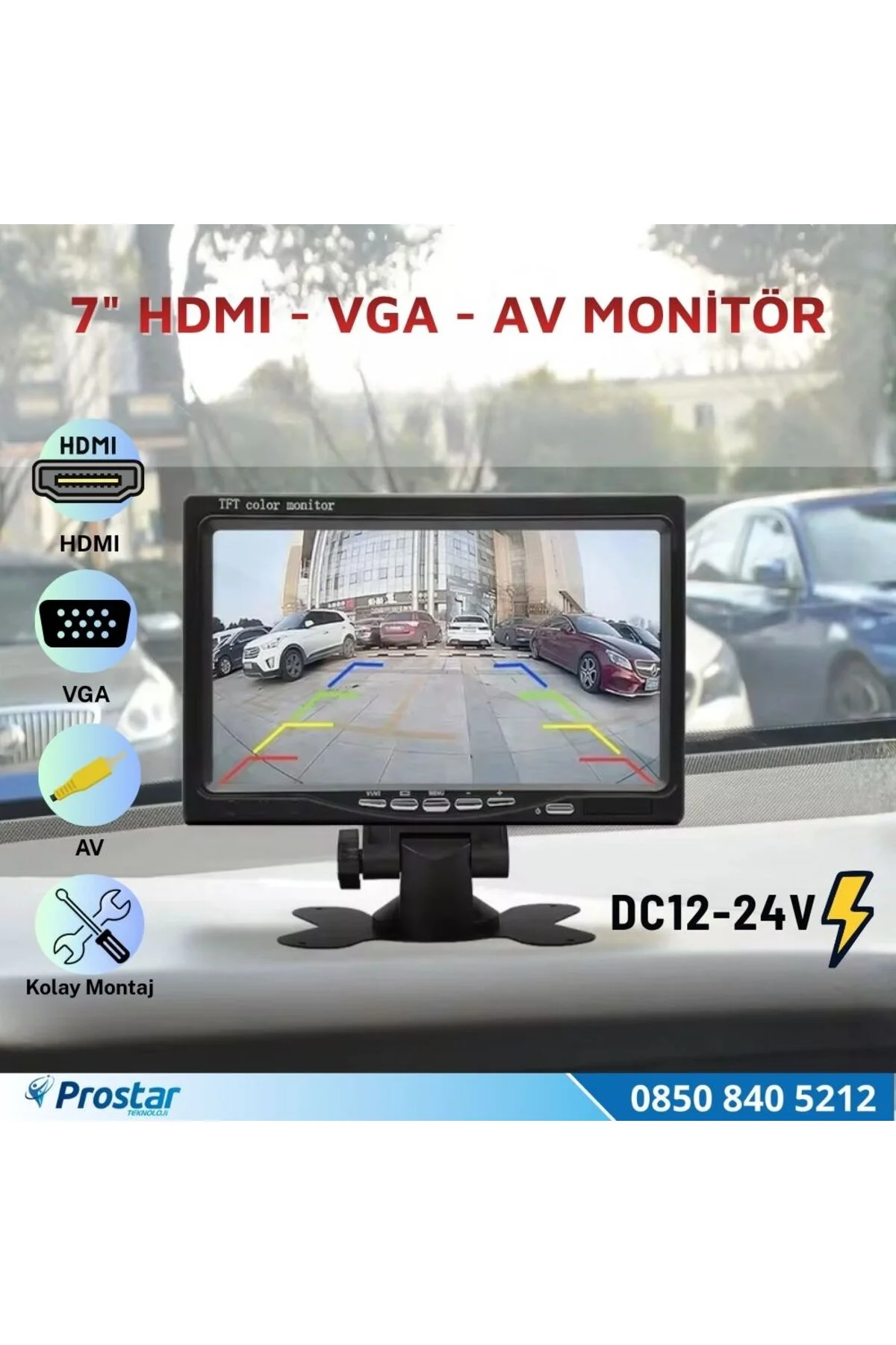 7 inç HDMI / VGA / AV Çok Amaçlı Araç ve Taşıt Monitörü Üç Giriş, Her Cihaza Uyumlu 12-24V 7 inç HDMI / VGA / AV Çok Amaçlı Araç ve Taşıt Monitörü Üç Giriş, Her Cihaza Uyumlu 12-24V