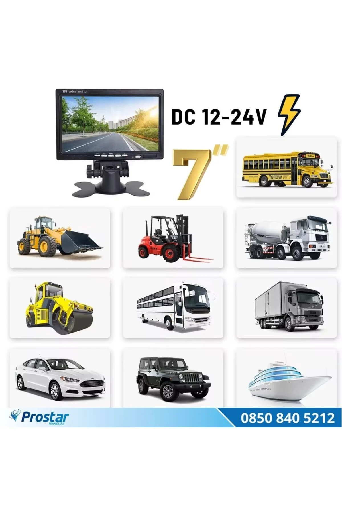 7 inç HDMI / VGA / AV Çok Amaçlı Araç ve Taşıt Monitörü Üç Giriş, Her Cihaza Uyumlu 12-24V 7 inç HDMI / VGA / AV Çok Amaçlı Araç ve Taşıt Monitörü Üç Giriş, Her Cihaza Uyumlu 12-24V