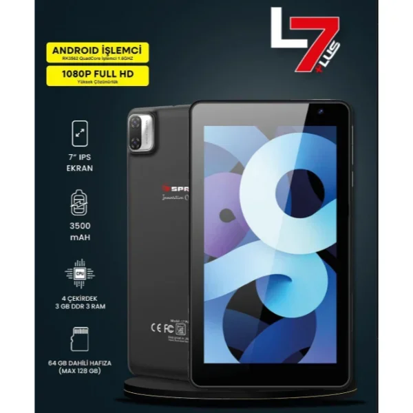7 İnç IPS Ekranlı 4 Çekirdek 3GB RAM 64GB Tablet PC