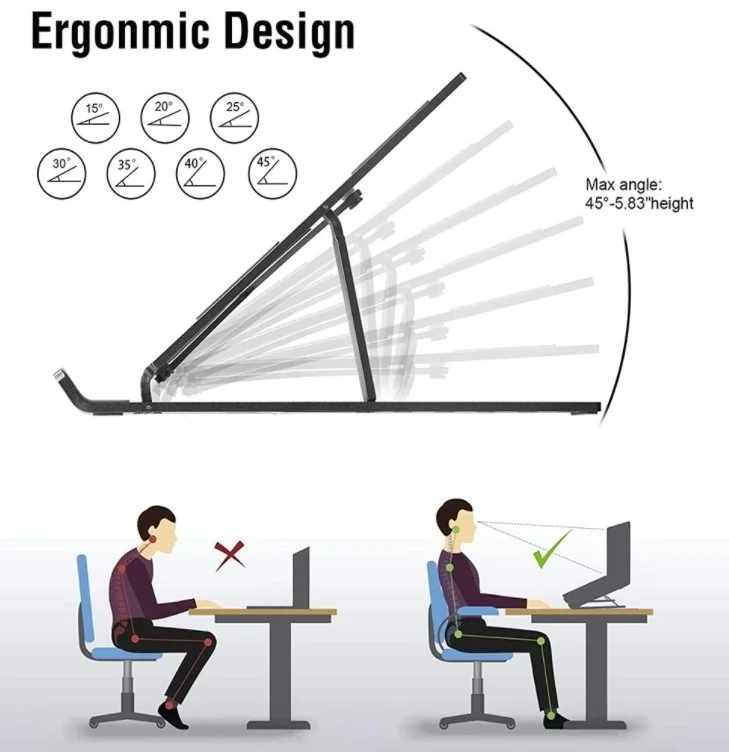 7 Kademeli Ayarlı Katlanabilir Laptop Tablet Standı Siyah 7 Kademeli Ayarlı Katlanabilir Laptop Tablet Standı Siyah