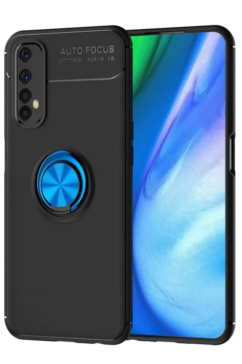 7 Kılıf Range Yüzüklü Silikon - Siyah-Mavi | Mıknatıslı Telefon Kılıfı