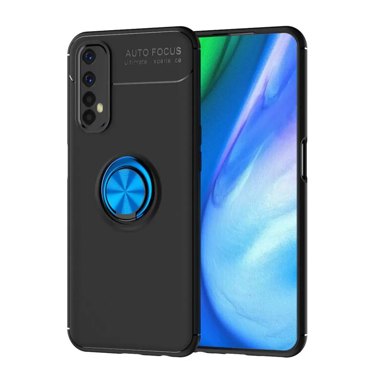 7 Kılıf Range Yüzüklü Silikon - Siyah-Mavi | Mıknatıslı Telefon Kılıfı