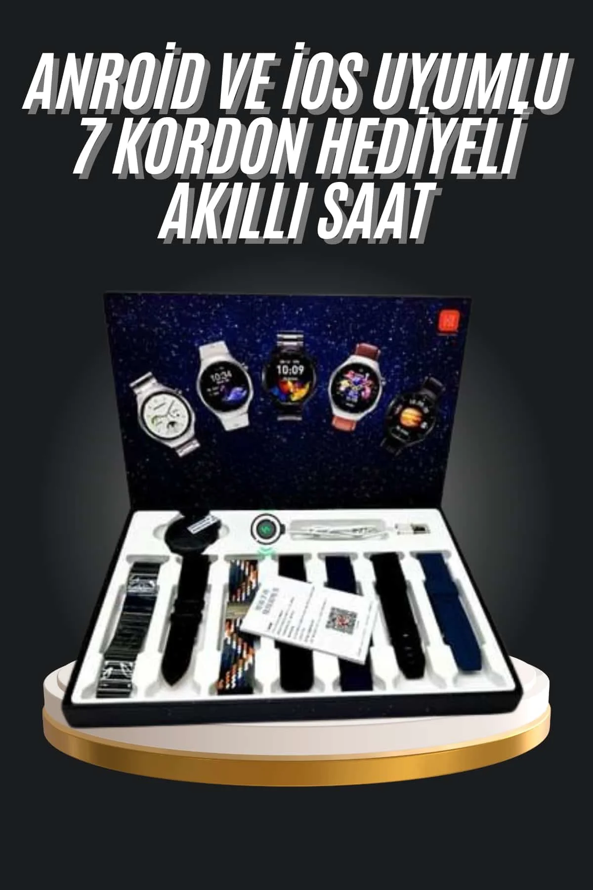 7 Kordonlu Akıllı Saat Siyah Kasa Dokunmatik Ekran Uyku ve Sağlık Takibi Fiyatı, Yorumları ve Özellikleri
