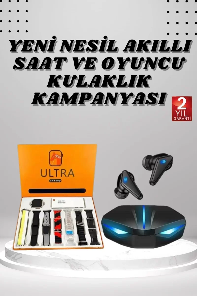 7 Kordonlu Akıllı Saat Ve Oyuncu Kulaklığı ANC Özelliği Kulak İçi Mikrofonlu Sesli Görüşme - Lisinya