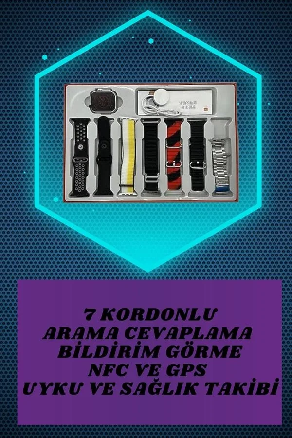 7 Kordonlu Akıllı Saat Ve Aynalı Bluetooth Kulaklık Powerbank Dijital Göstergeli