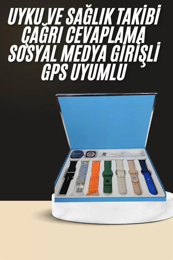 7 Kordonlu Unisex Akıllı Saat Çoklu Kordon Seçeneği Amoled Ekran - Lisinya