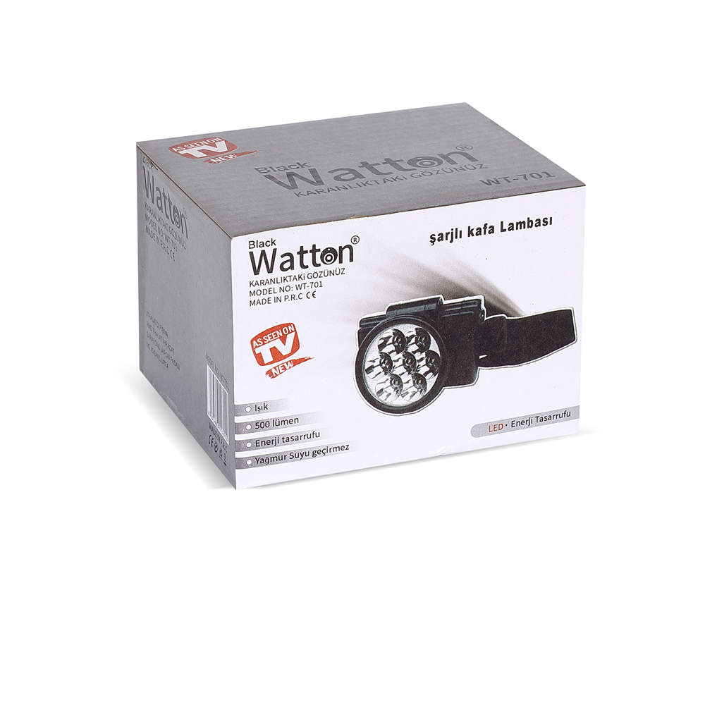 7 Ledli Şarjlı Baret Kafa Lambası Watton Wt-701 TdrTR