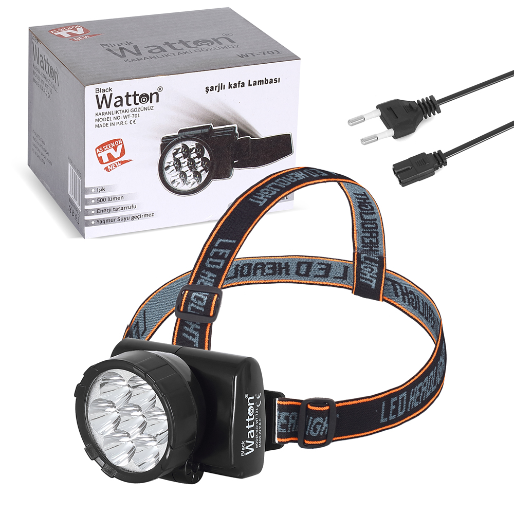 7 Ledli Şarjlı Baret Kafa Lambası Watton Wt-701 TdrTR
