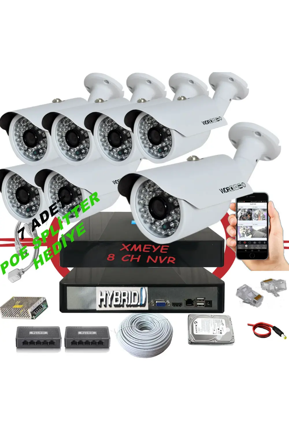 7' li 5 MP 1940P Sensör 6 Megapiksel Sony Lens Metal Kasa IP Güve