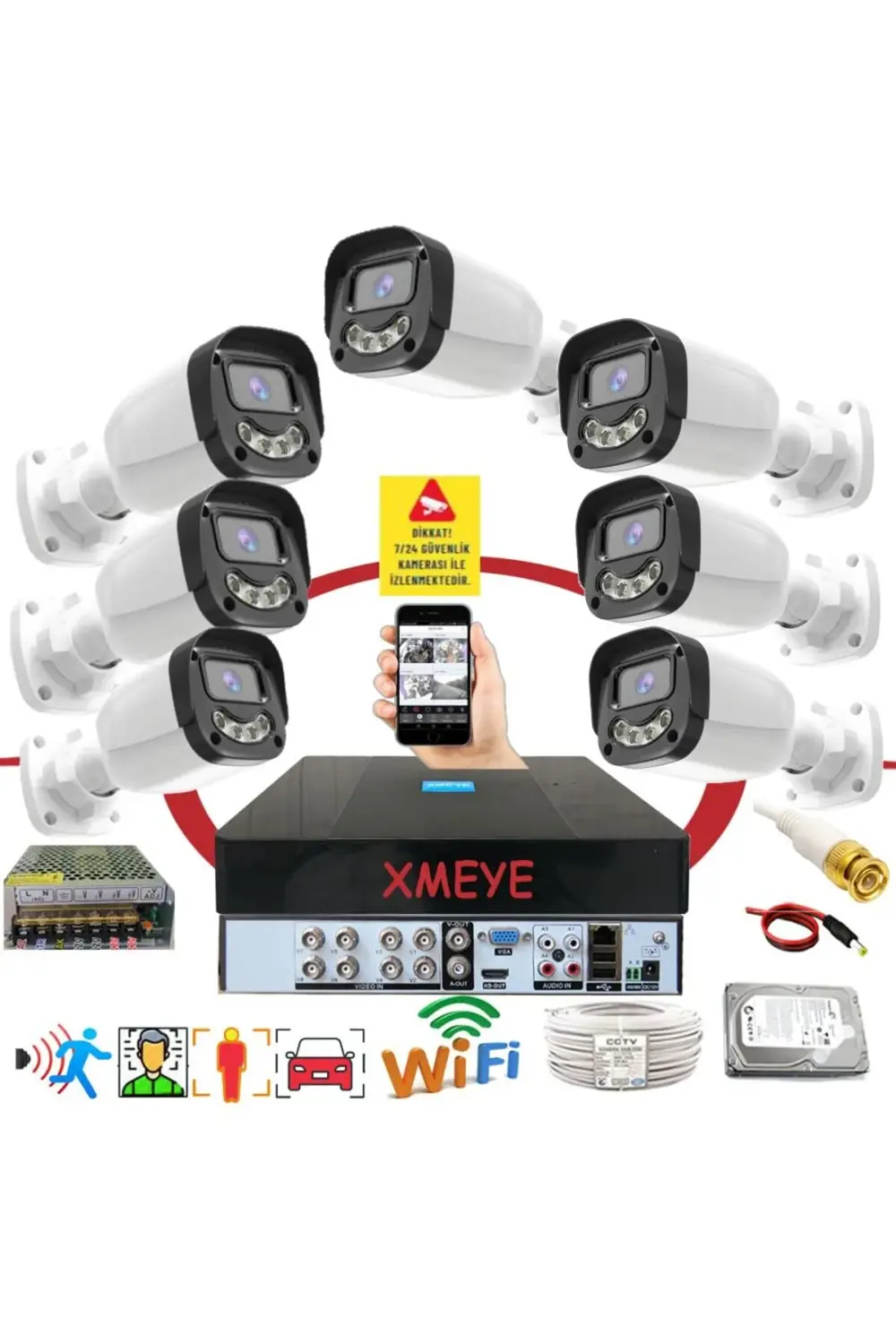 7 li Araç İnsan Yüz Tanımalı Hareket Algılayan 5 MP Lens 4 Warm L