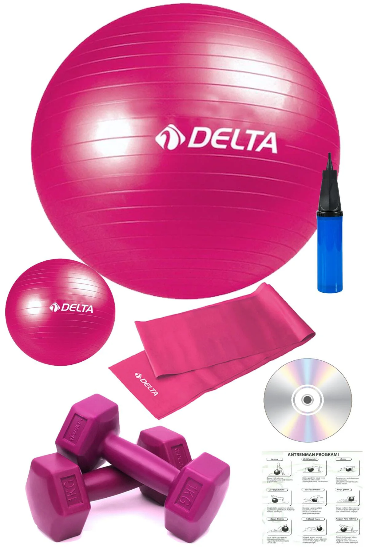 7 Li Pilates Seti Plates Egzersiz Topu 1 Kg Dambıl Ağrlık Seti