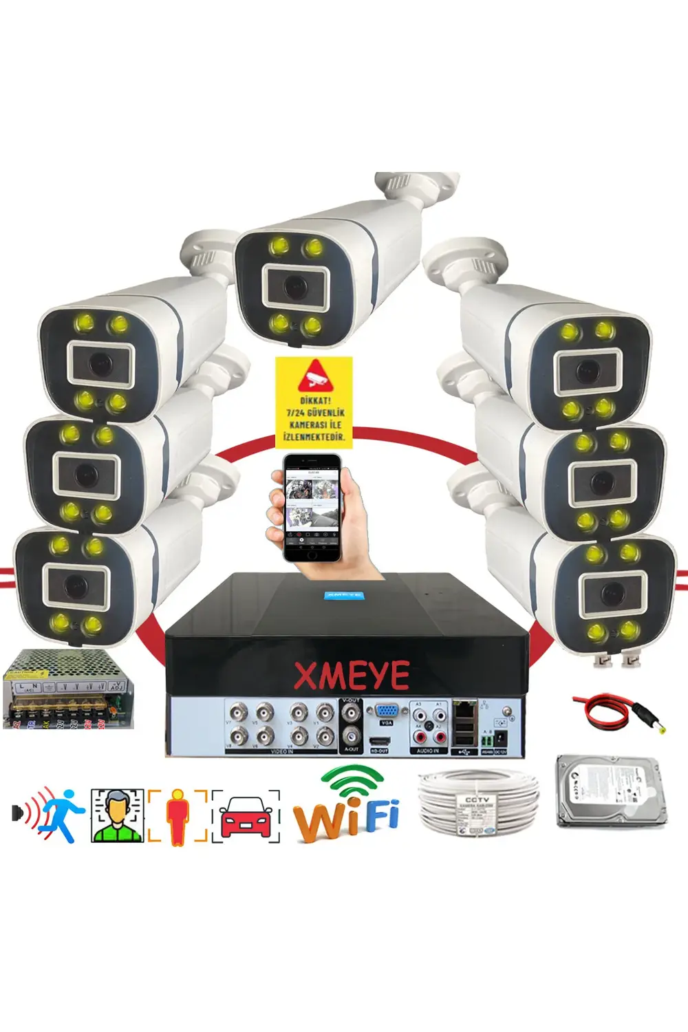 7 li Yapay Zeka Destekli Araç Yüz Ve İnsan Tanımalı Hareket Algıl