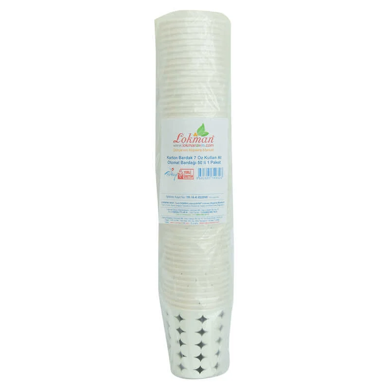 7 Oz Kullan At Sıcak Bardak | 50'li Paket Çay Kahve Kağıt Bardak
