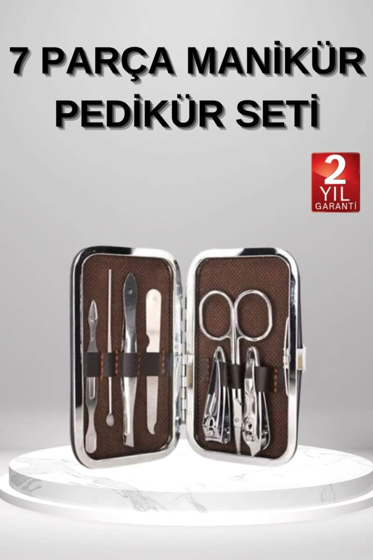 7 Parça Manikür Pedikür Seti El Ayak Bakımı Çantalı Paslanmaz Çel