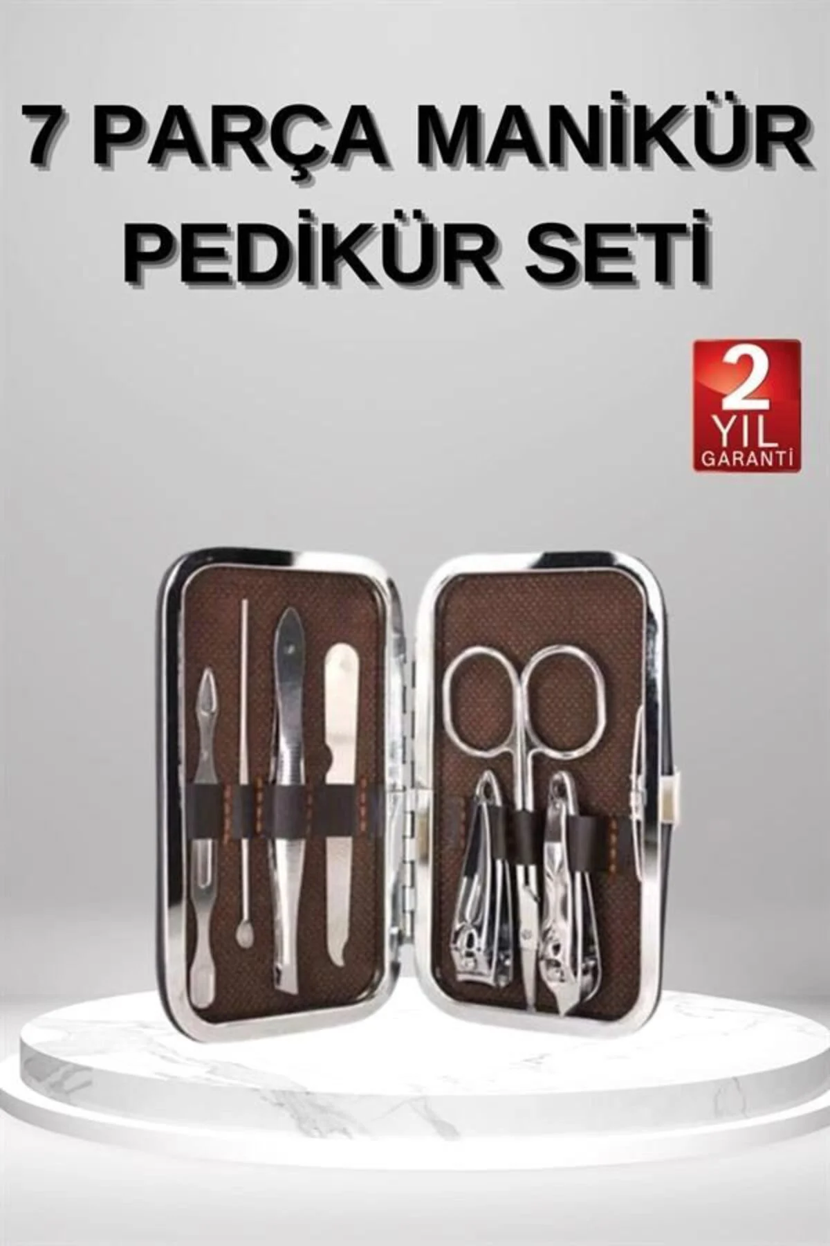 7 Parça Manikür Pedikür Seti El Ayak Bakımı Çantalı Paslanmaz Çel