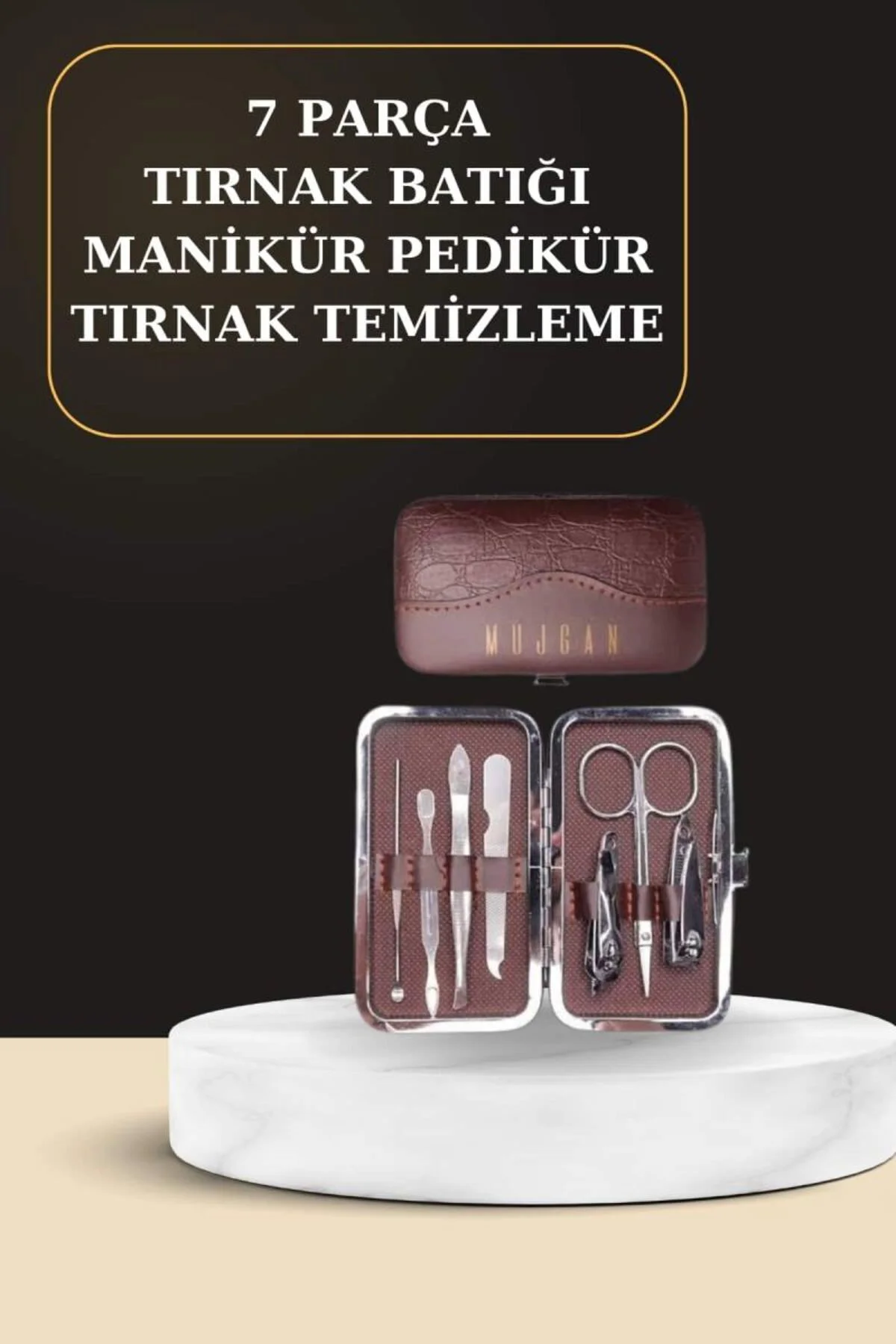 7 Parça Manikür Pedikür Seti El Ayak Bakımı Çantalı Paslanmaz Çel