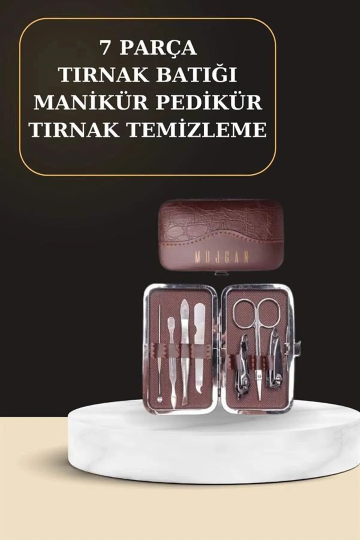 7 Parça Manikür Pedikür Seti El Ayak Bakımı Çantalı Paslanmaz Çel