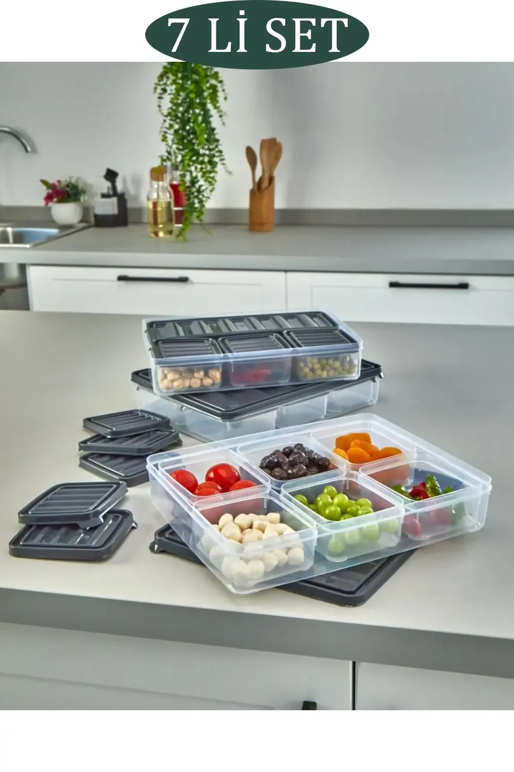 7 Parça Sızdırmaz Saklama Kabı Kahvaltılık ve Buzluk Saklama Kabı