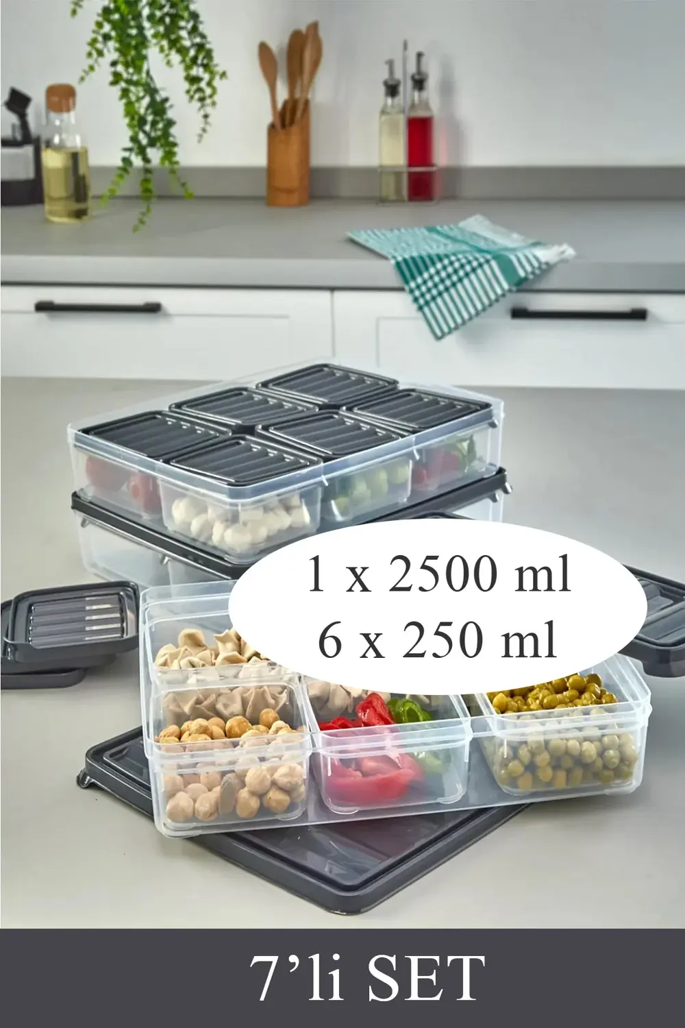 7 Parça Sızdırmaz Saklama Kabı Kahvaltılık ve Buzluk Saklama Kabı