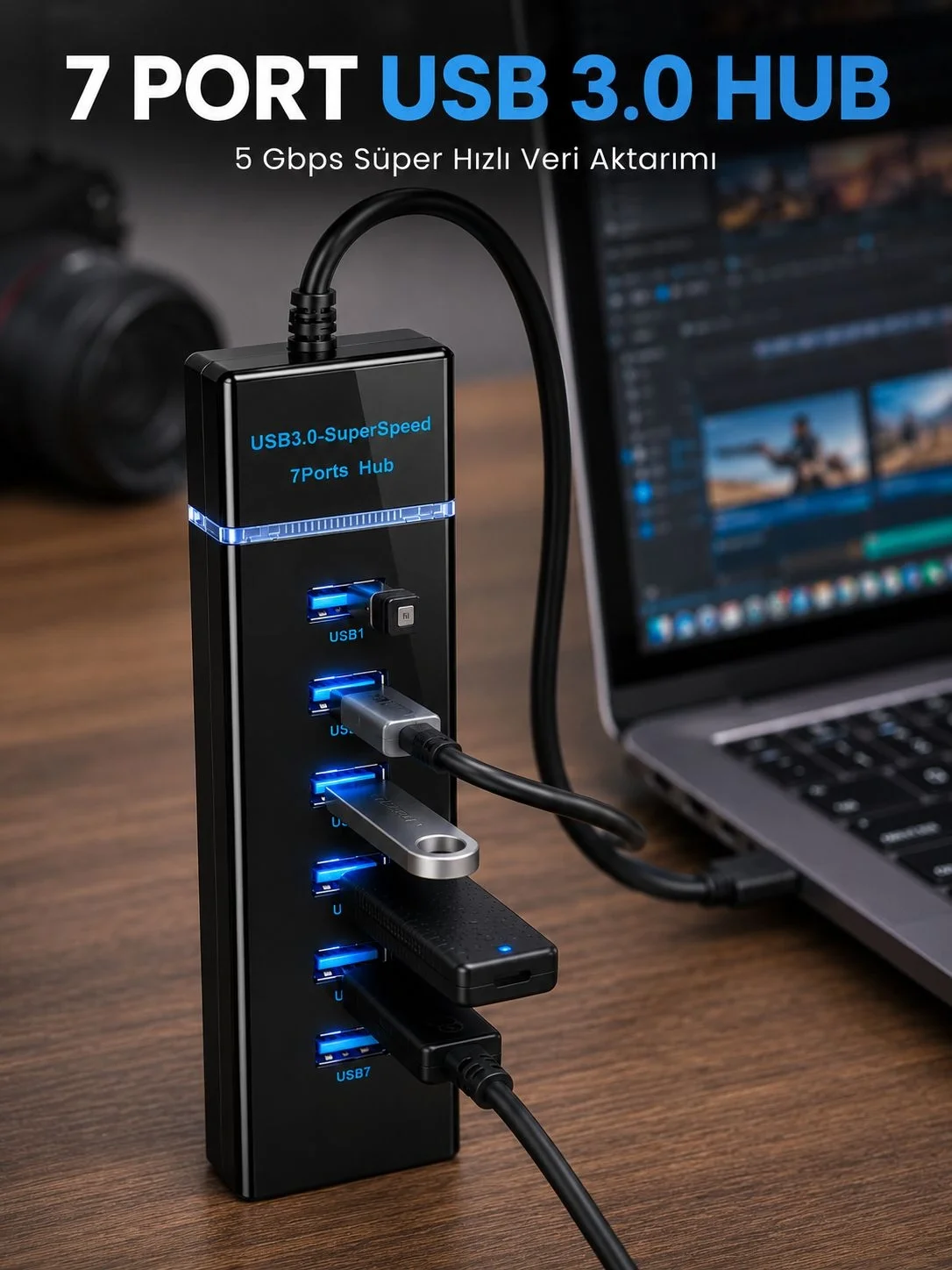 7 Port USB 3.0 Çoklayıcı Hub 5Gbps Veri Aktarım Adaptörü Fiyatı, Yorumları ve Özellikleri