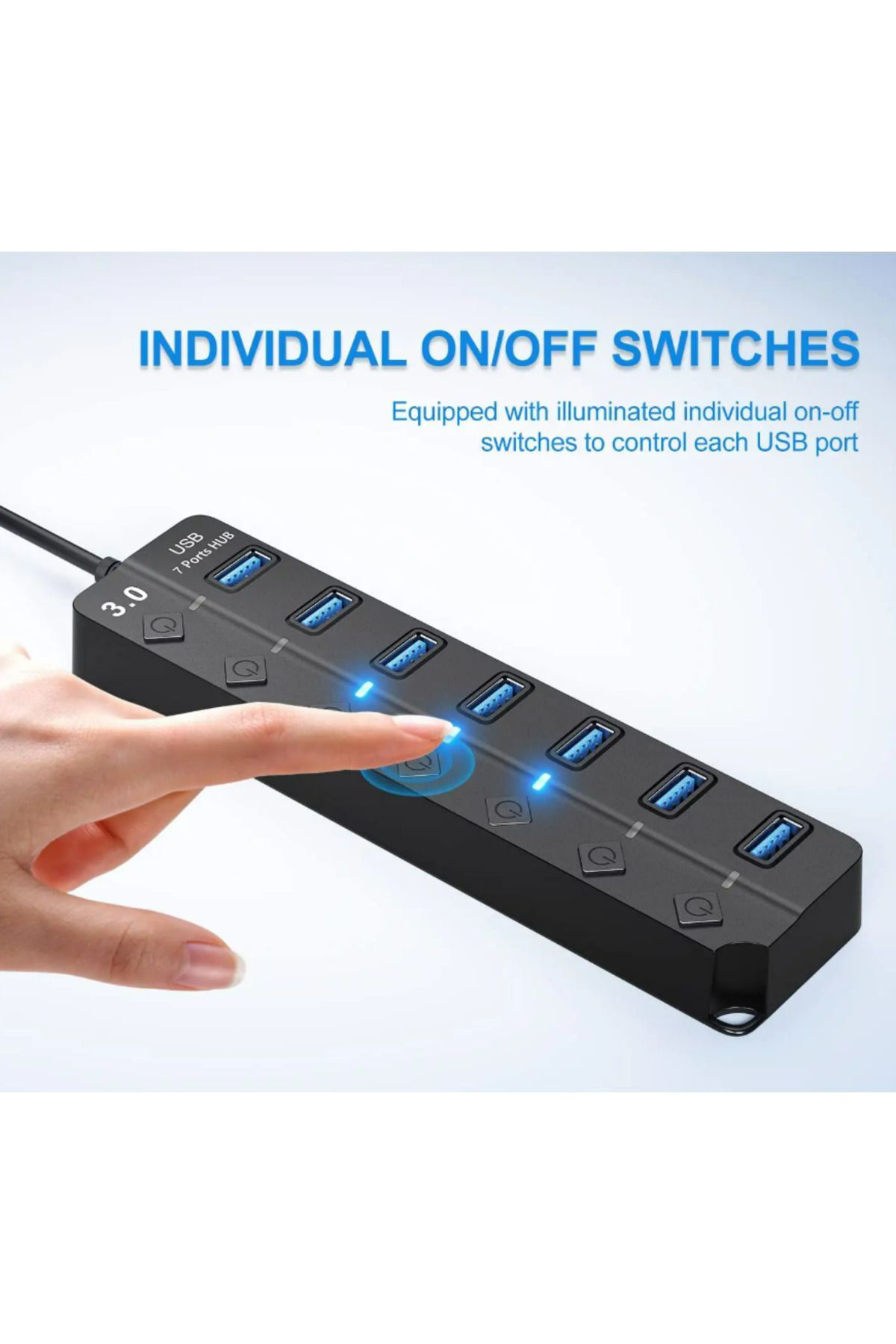 Pmr 7 Port Usb 3.0 Hub Çoklayici Çoğaltici Switch Splitter 1.2 Metre