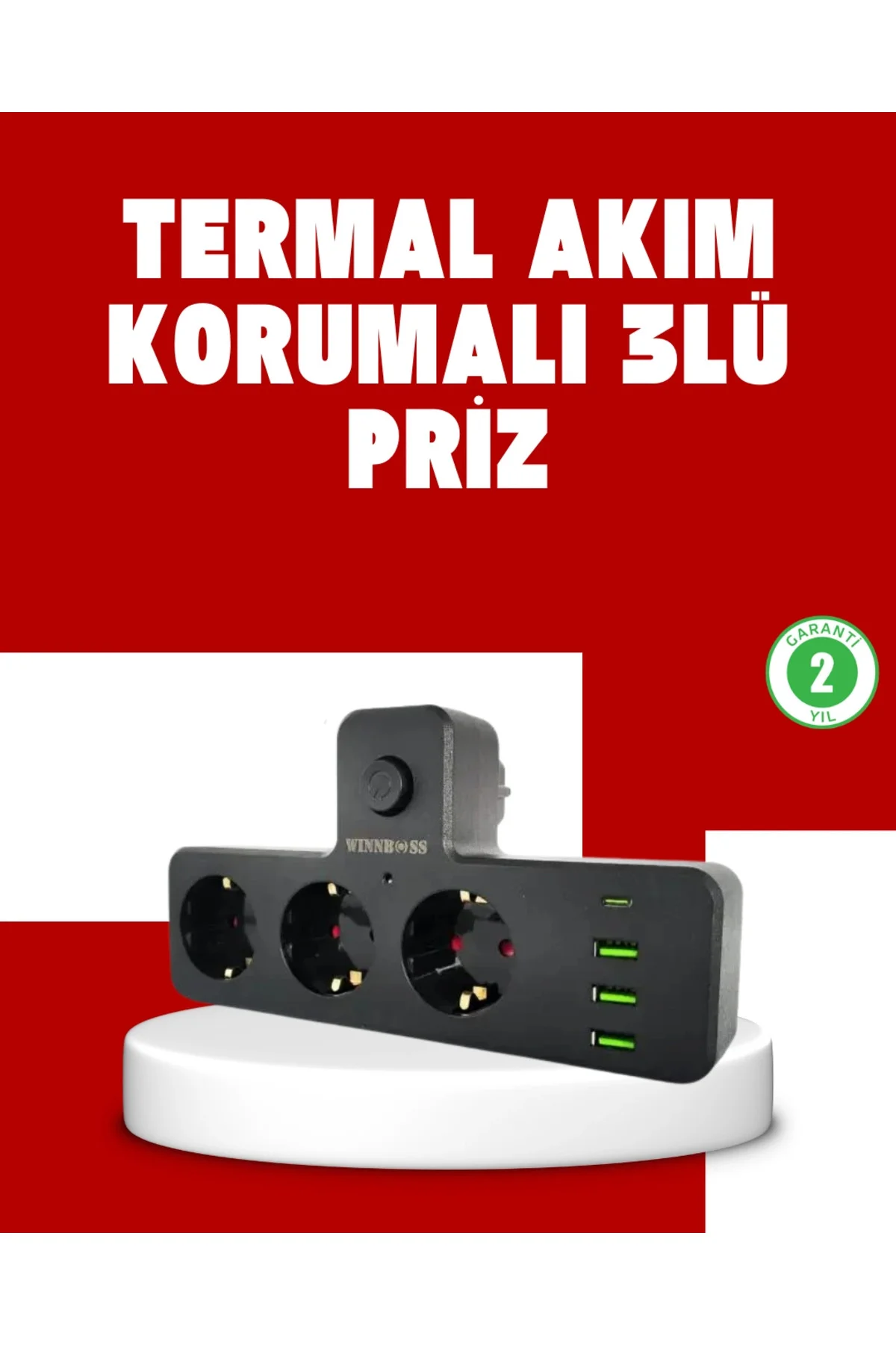 7 Portlu Çoklu Priz Usb Ve Type-c Girişli Akıllı Güç Ünitesi