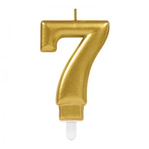 7 Rakam Mum Gold Renk – Şık Dekoratif Mum, 10 cm Kapalı Kutulu Ambalaj
