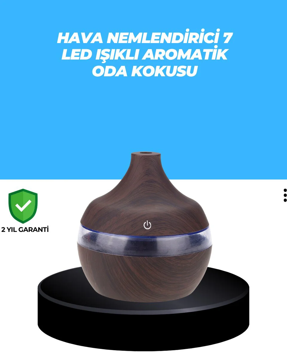 7 Renk Dinlendirici LED Işıklı Aroma Buhar Makinesi - Ev Kokusuz Evaporatörü