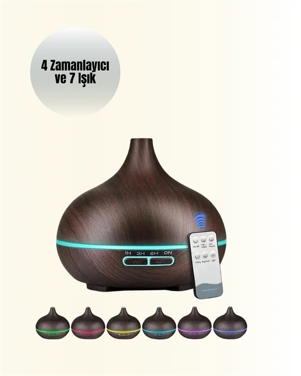 7 Renk Işıklı Ultrasonik Hava Difüzörü – Sessiz ve Güvenli Kullanım Yeni Nesil