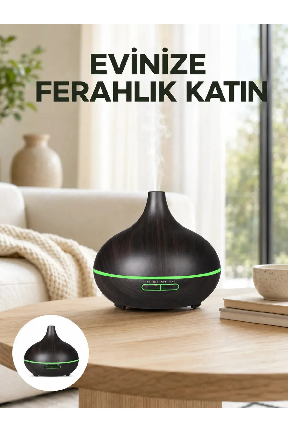7 Renk Işıklı Ultrasonik Hava Difüzörü – Sessiz ve Güvenli Kullanım Yeni Nesil