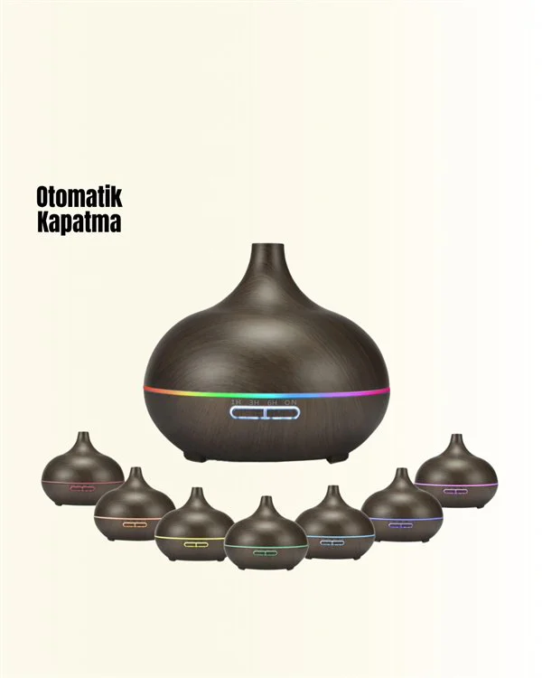 7 Renk Işıklı Ultrasonik Hava Difüzörü – Aromaterapi, Nemlendirme ve Sessiz Çalışma Modu